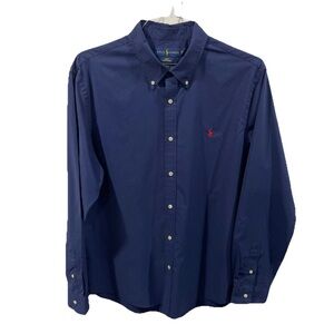 Ralph Lauren Slim Fit Performance Long Sleeve Button Down Shirt Size XXL Blue